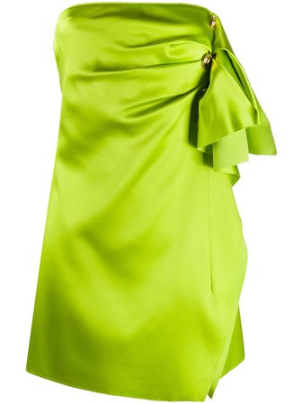 Versace Button Detail Draped Mini Dress A86569A234655 Green | Farfetch