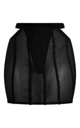 Black Mesh Piped Mini Skirt | Co-Ords | PrettyLittleThing USA
