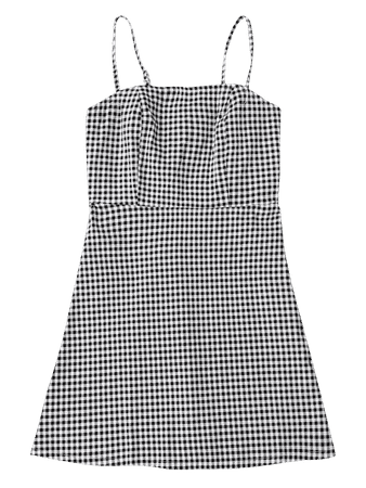 [HOT] 2019 Back Zipper Checked Slip Mini Dress In CHECKED S | ZAFUL
