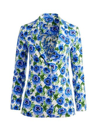 Macey Notch Collar Fitted Blazer In Perfect Pansy Multi | Alice And Olivia