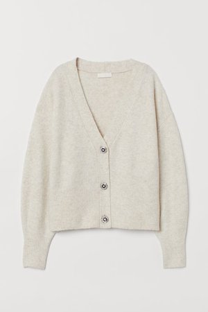 Cardigan with sparkly buttons - Light beige marl - Ladies | H&M