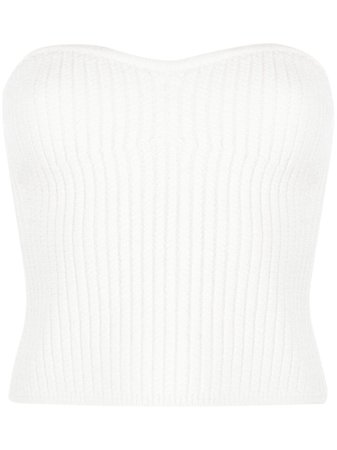Shop white Saint Laurent ribbed strapless top with Express Delivery - Farfetch