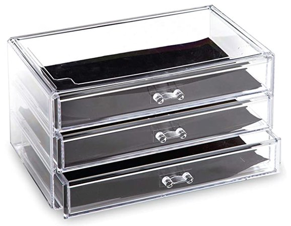 Amazon.com: BINO 3 Drawer Acrylic Jewelry and Makeup Organizer, Clear Cosmetic Organizer Vanity Storage Display Box Make Up Organizers and Storage Makeup Stand: Beauty