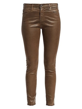 Shop AG Jeans Farrah Leatherette Mid-Rise Ankle Skinny Jeans | Saks Fifth Avenue