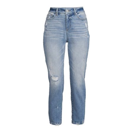 Time and Tru Women's High Rise Slim Boyfriend Crop Jeans - Walmart.com