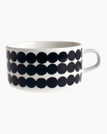Oiva/Siirtolapuutarha teacup 2,5 dl - white, black/räsymatto - Marimekko.com