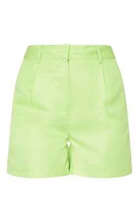 Lime Green Woven Tailored Short | PrettyLittleThing