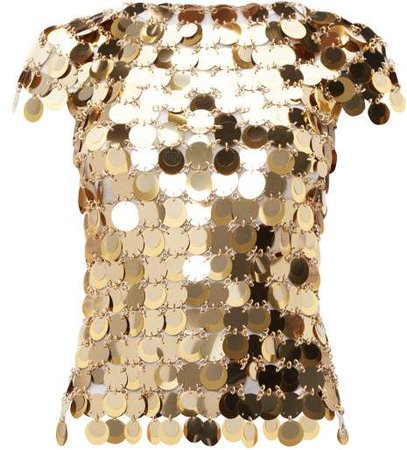 Chainmail Sequin Top - Womens - Gold