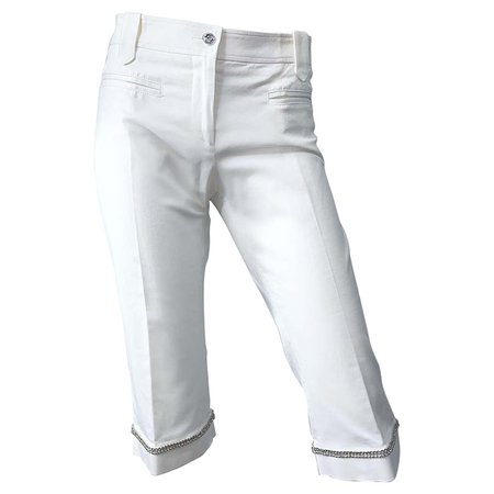 Gianni Versace Sz 44 / 8 Spring Summer 2005 White Rhinestone Bermuda Capri Pants For Sale at 1stDibs