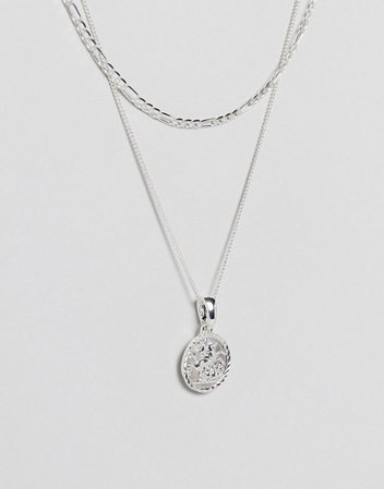 Chained & Able Sovereign Mini medallion layer necklace in silver exclusive to asos | ASOS