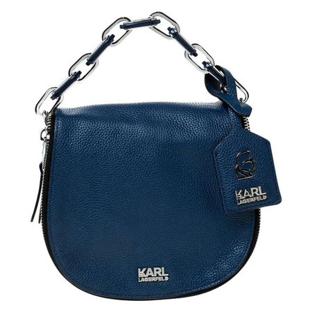 Karl Lagerfeld Blue Leather Small K Crossbody Bag For Sale at 1stdibs
