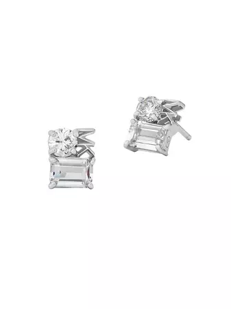 Shop Michael Kors Rhodium-Plated & Cubic Zirconia Cluster Stud Earrings | Saks Fifth Avenue