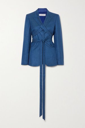Cobalt blue Belted wool and silk-blend blazer | Gabriela Hearst | NET-A-PORTER
