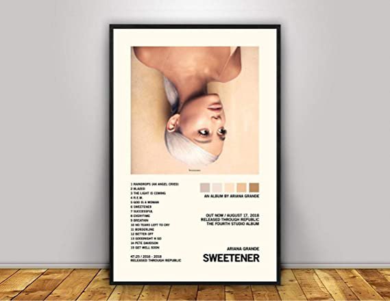 Amazon.com: Centiza Gra_nd Singer Aria_na Poster/Sweetener Album Tracklist Poster/Minimalist Music Poster/Vintage Retro Art Print/Wall Art 11x17 16x24 24x36 Inch (No Frame): Posters & Prints