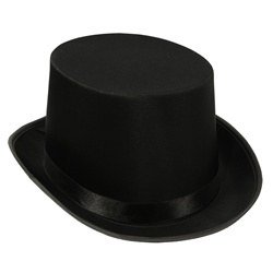 Black Satin Deluxe Top Hat - PartyCheap