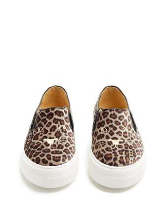 Kitty leopard-print velvet trainers | Charlotte Olympia | MATCHESFASHION.COM