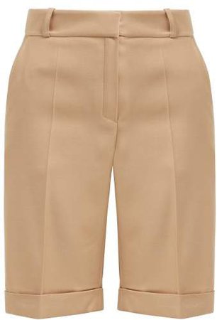 X Claire Thomson Jonville X Claire Thomson-jonville - Tailored Wool Faille Shorts - Womens - Beige