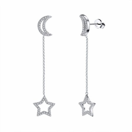 Star Moon Long Earrings - JEWELLUNA