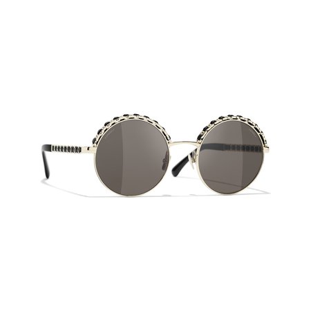 Chanel Round Sunglasses Gold & Black Round Sunglasses, CHANEL