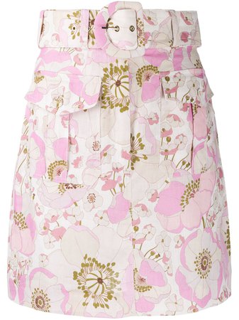 Zimmermann Belted Floral Print Skirt | Farfetch.com