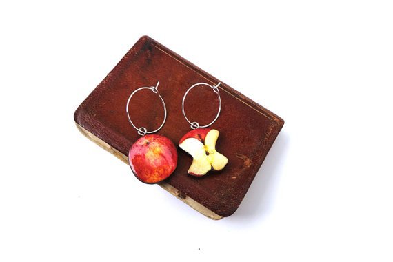 Fruit earrings women sustainable apple apple jewellery | Etsy