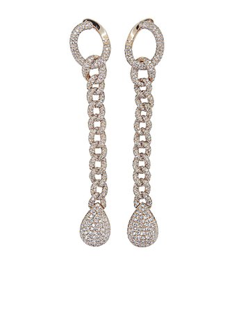 SHAY 18kt rose gold pavé diamond Link drop earrings - FARFETCH