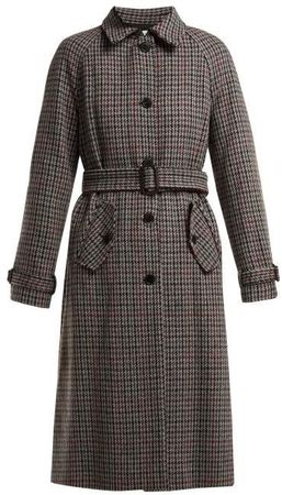 Marcia Houndstooth Wool Blend Coat - Womens - Grey Multi