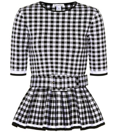 Checked wool-blend top