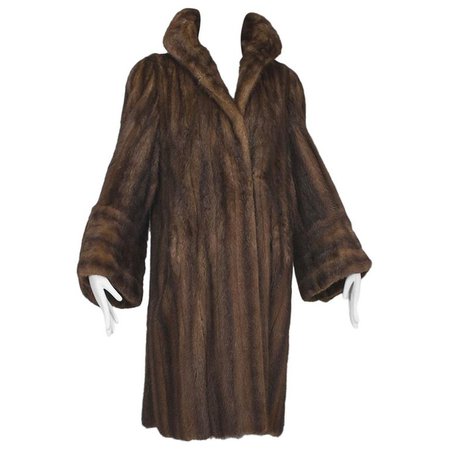Mink Hollywood Regency Swing Coat with Art Deco Cuffs, 1940s For Sale at 1stdibs