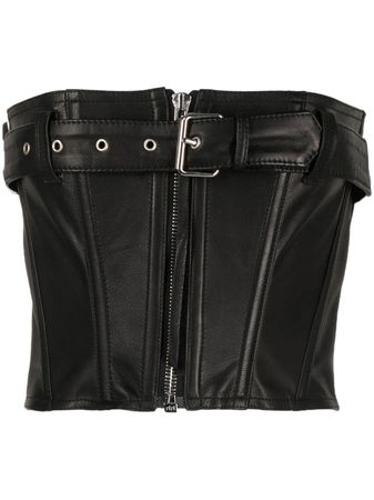Faith Connexion Leather Belted Corset Top - Farfetch