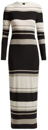 Striped Midi Dress - Womens - Black Stripe