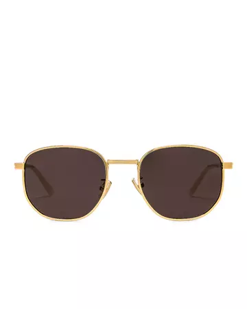 Bottega Veneta Metal Frame Sunglasses in Shiny Gold & Solid Grey | FWRD