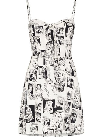 Shop Reformation Helm Newsprint minidress with Express Delivery - FARFETCH