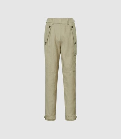 Newlyn Khaki Wool Blend Twill Cargo Trousers – REISS