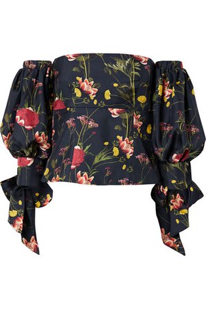 Mother of Pearl | Off-the-shoulder floral-print silk-satin twill top | NET-A-PORTER.COM