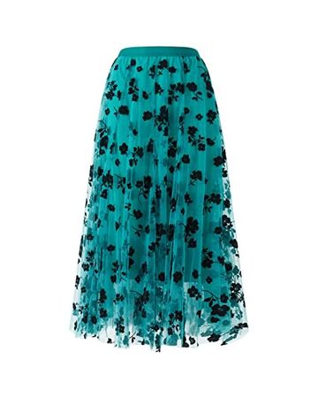 NASHALYLY Women's Chiffon Elastic High Waist Pleated A-Line Flared Maxi Skirts at Amazon Women’s Clothing store