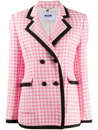 MSGM double-breasted Houndstooth Fitted Jacket - Farfetch