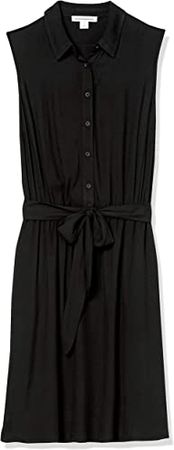 Amazon.com: Amazon Essentials Women's Sleeveless Woven Shirt Dress, Black, Medium : Clothing, Shoes & Jewelry