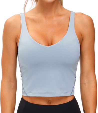 Women’s Longline Sports Bra Wirefree Padded Medium Support Yoga Bras Gym Running Workout Tank Tops at Amazon Women’s Clothing store