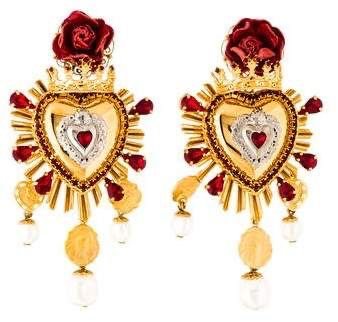 Dolce & Gabbana Sacro Cuore Crowned Heart Drop Earrings
