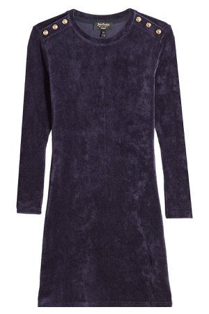 Velour Dress with Embossed Buttons Gr. M