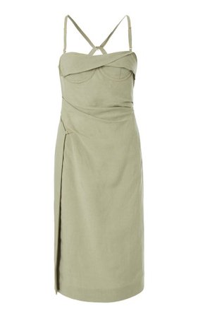Laurier Draped Linen-Blend Midi Corset Dress By Jacquemus | Moda Operandi
