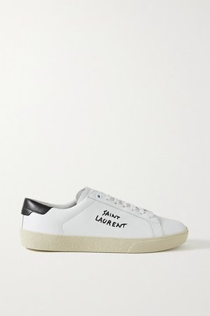 Court Classic Logo-embroidered Leather Sneakers - White