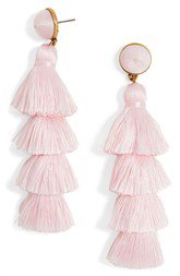 pink fringe tassel earrings