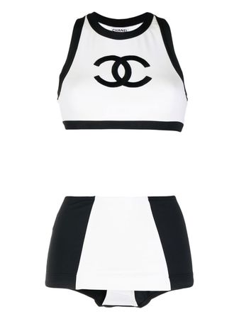Chanel Pre-Owned 1996 logo-embroidered Bikini - Farfetch