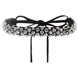 Crystal leather tie choker