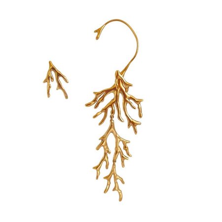 Goossens 24k Gold Coral Asymmetric Earrings