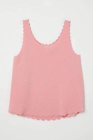 Scallop-edged Tank Top - Pink