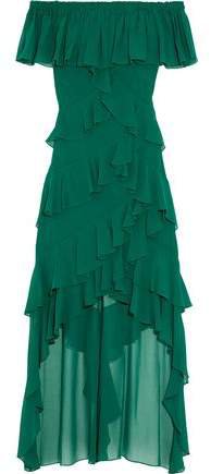 Off-the-shoulder Tiered Ruffled Georgette Gown