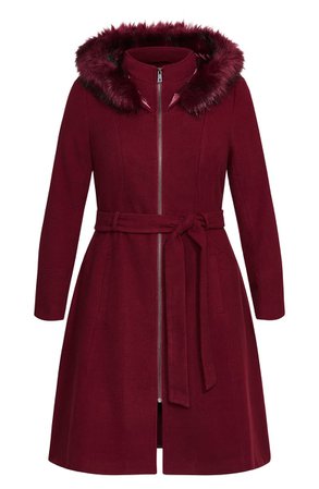 City Chic Miss Mysterious Coat with Faux Fur Trim (Plus Size) | Nordstrom